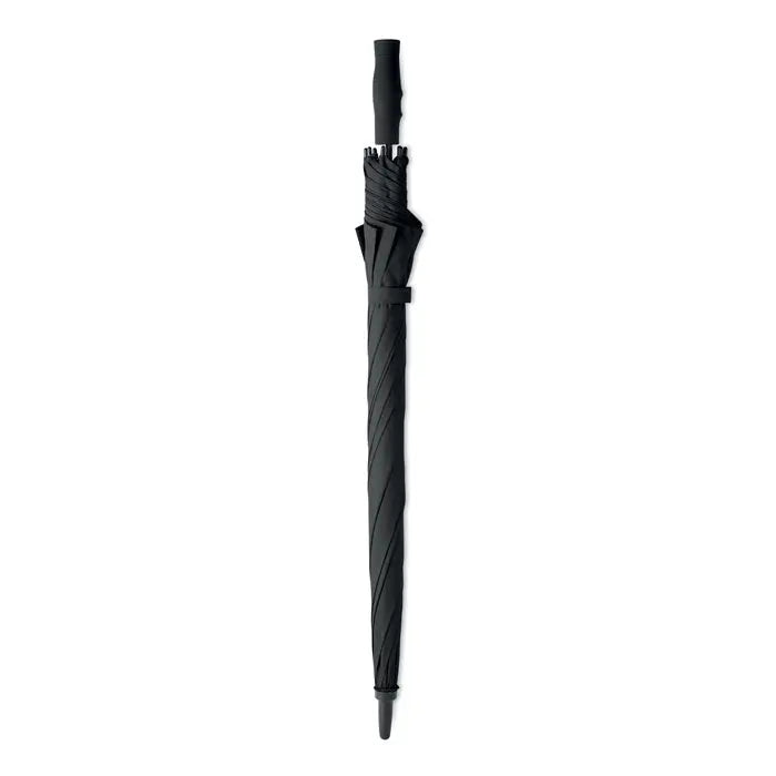 Umbrelă rezistentă la vânt 27 inch neagră cu design răsucit și mâner texturat pentru golf