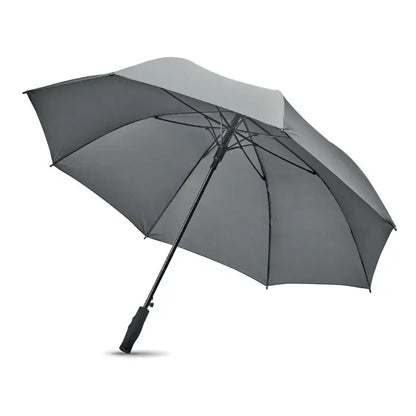 Umbrela rezistenta la vant de 27 inch, gri two-tone, cu maner si tija negre, ideala pentru protectie in vreme rea