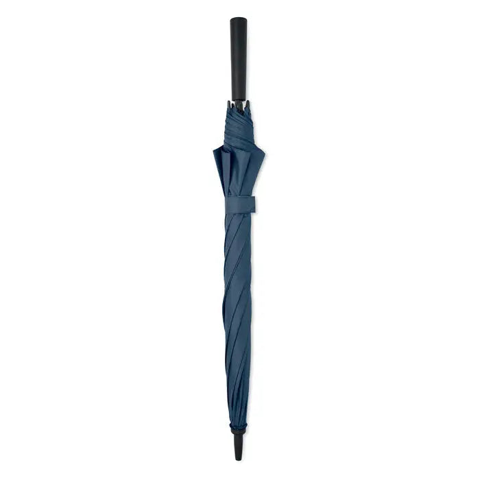 Umbrela rezistenta la vant de 23 inch navy blue cu maner si varf negru si design rasucit elegant