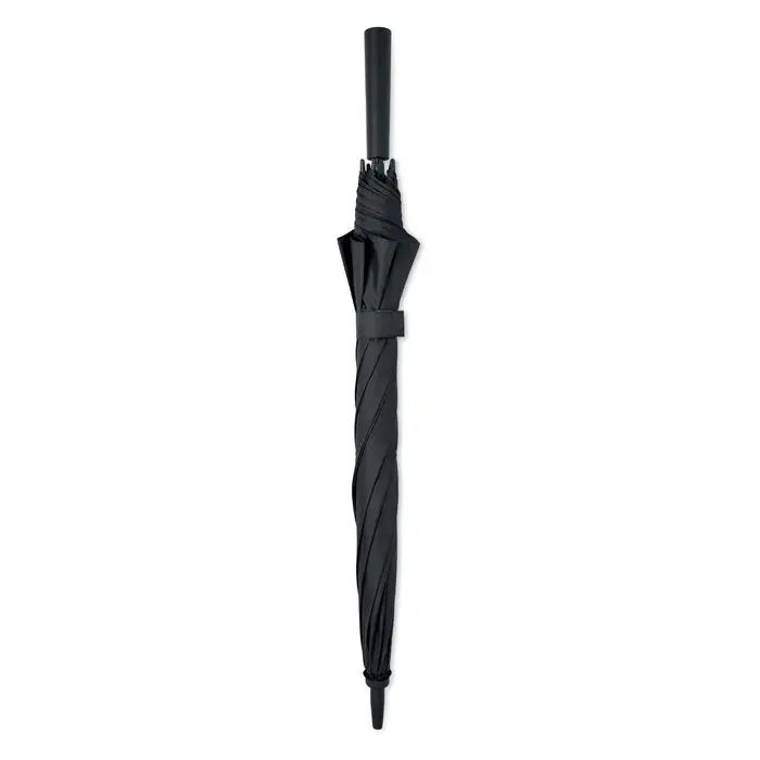 Umbrela rezistenta la vant de 23 inch neagra cu ax elegant rasucit si maner solid din material rezistent