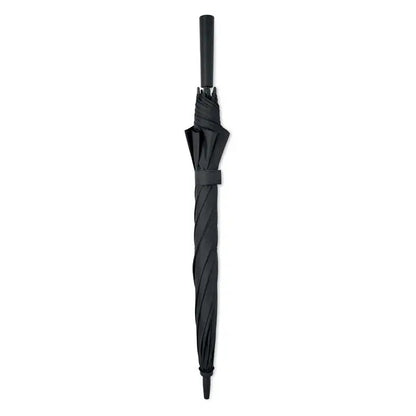 Umbrela rezistenta la vant de 23 inch neagra cu ax elegant rasucit si maner solid din material rezistent