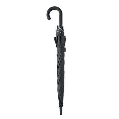 Umbrelă rezistentă la vânt de 23 inch neagră cu mâner curbat și ax din material textil răsucit