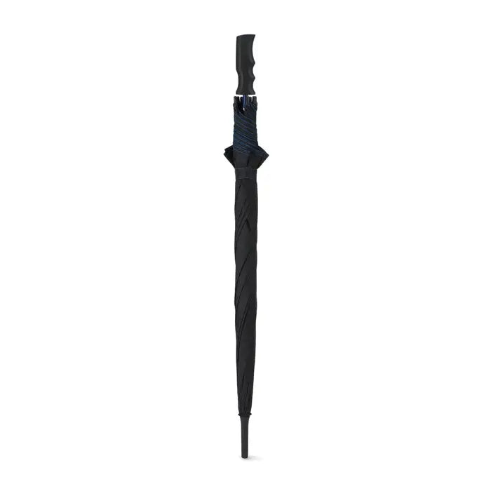 Umbrela rezistenta la vant de 23 inch cu maner ergonomic si tija texturata tip nervura, culoare neagra