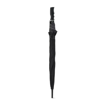 Umbrelă rezistentă la vânt de 23 inch neagră cu canopy nervurat și mâner texturat pentru prindere sigură
