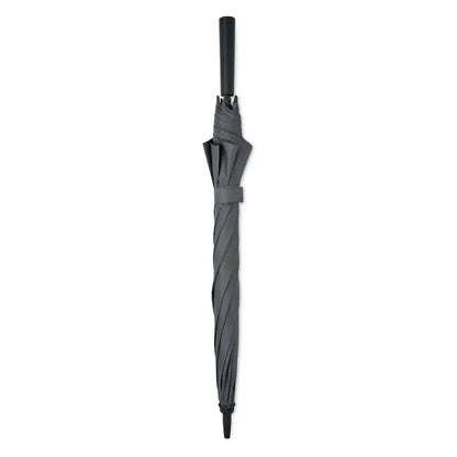 Umbrelă rezistentă la vânt de 23 inch, gri închis, cu tijă răsucită și mâner negru ergonomic
