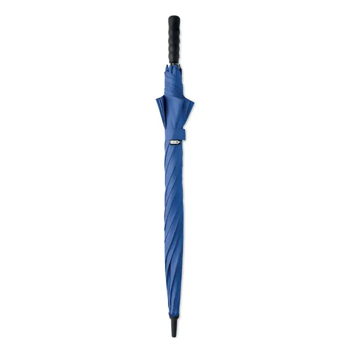 Umbrela rezistenta la vant de 27 inch albastra cu maner si varf negru si design rasucit elegant