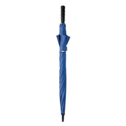 Umbrela rezistenta la vant de 27 inch albastra cu maner si varf negru si design rasucit elegant