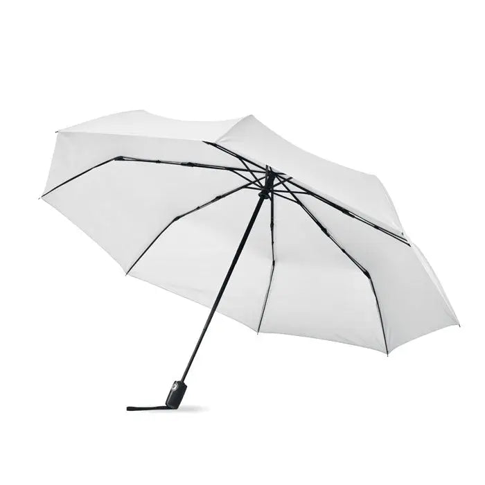 Umbrela rezistenta la vant de 27 inch alba cu schelet si maner negre din material compact