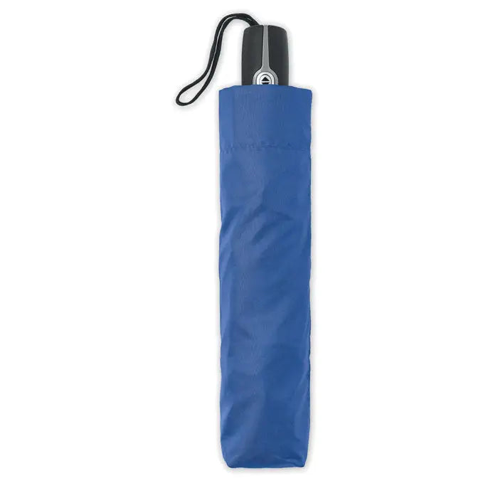 Umbrela rezistenta la vant de 27 inch albastra cu maner negru si argintiu si husă din material textil pentru portabilitate