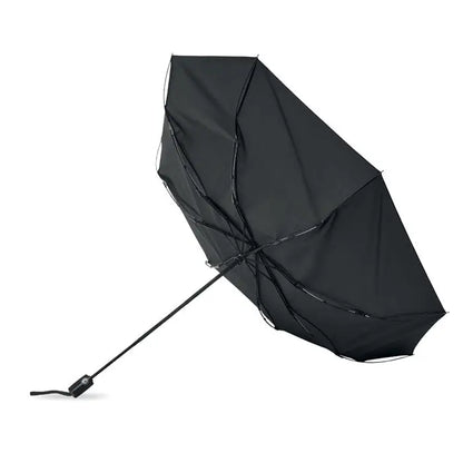Umbrelă rezistentă la vânt de 27 inch compactă neagră cu design minimalist și mâner negru robust