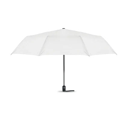 Umbrelă rezistentă la vânt de 27 inch albă cu mâner și tijă negre elegante din material compact