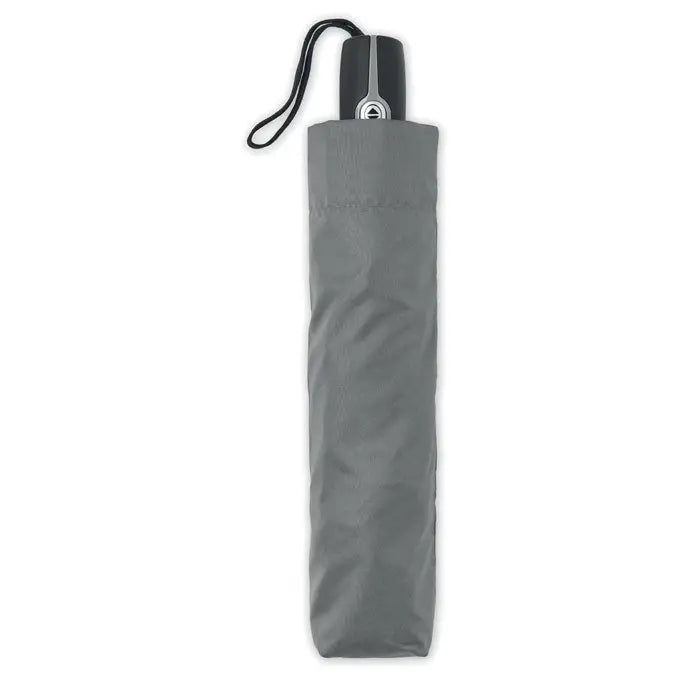 Husă de umbrelă rezistentă la vânt de 27 inch din material gri cu mâner negru și curea pentru încheietură