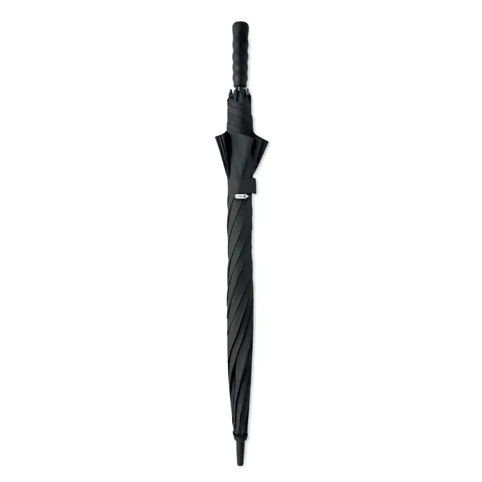 Umbrela rezistenta la vant de 27 inch neagra cu model rasucit texturat pe tija si maner ergonomic