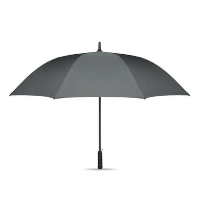 Umbrela rezistenta la vant de 27 inch, gri inchis, cu maner si tija negre, ideala pentru vant puternic