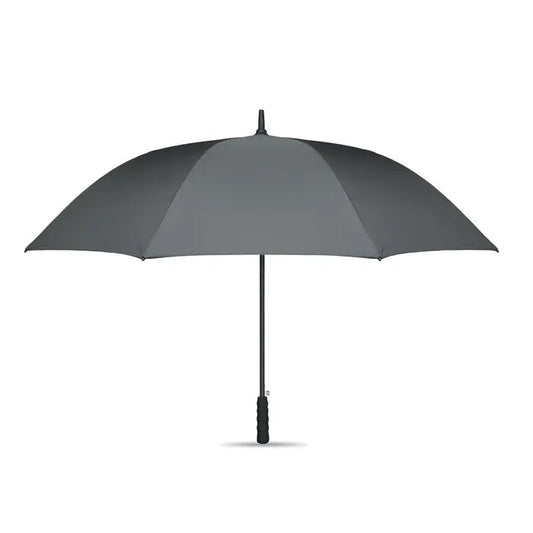 Umbrela rezistenta la vant de 27 inch, gri inchis, cu maner si tija negre, ideala pentru vant puternic