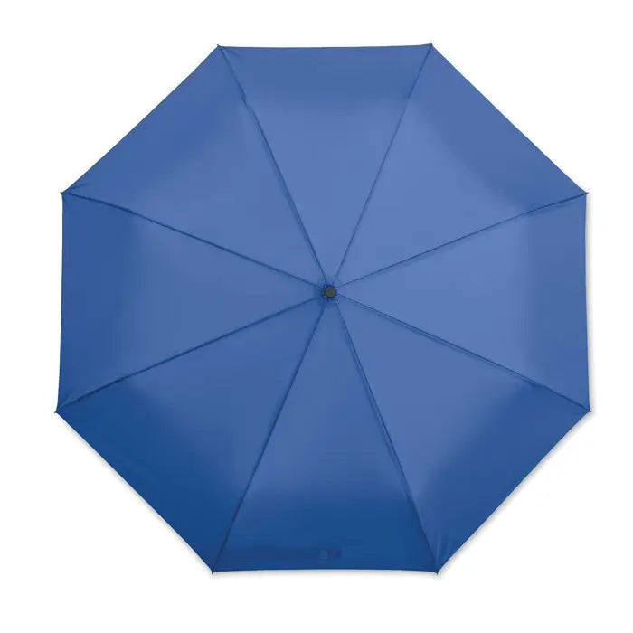 Umbrelă rezistentă la vânt de 27 inch albastră cu design minimalist și construcție solidă cu spițe vizibile