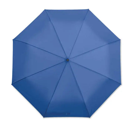Umbrelă rezistentă la vânt de 27 inch albastră cu design minimalist și construcție solidă cu spițe vizibile