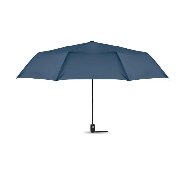 O umbrelă compactă rezistentă la vânt de 27 inch, culoare albastru închis cu mâner negru ergonomic