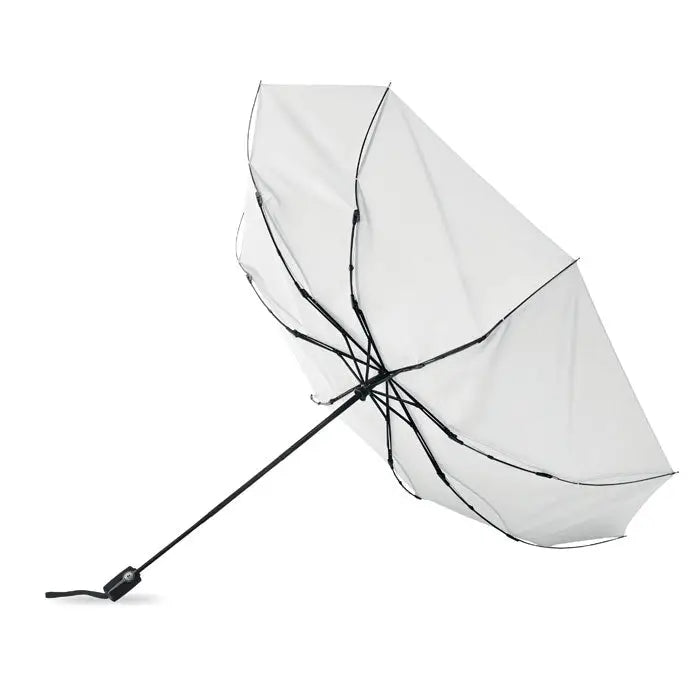 Umbrelă rezistentă la vânt de 27 inch transparentă albă pliabilă cu cadru și mâner negru