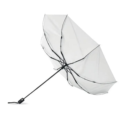 Umbrelă rezistentă la vânt de 27 inch transparentă albă pliabilă cu cadru și mâner negru