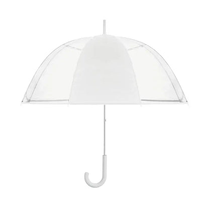 Umbrelă transparentă de 23 inch cu cupolă albă din material textil și mâner asortat, stil elegant