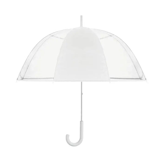 Umbrelă transparentă de 23 inch cu cupolă albă din material textil și mâner asortat, stil elegant