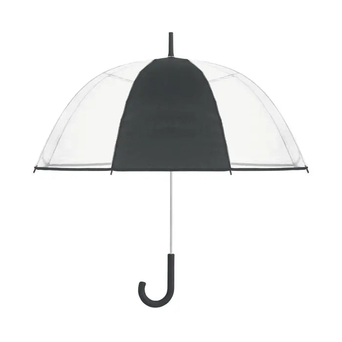 Umbrelă transparentă de 23 inch cu cupolă neagră și transparentă și mâner curbat pentru protecție la ploaie