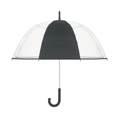 Umbrelă transparentă de 23 inch cu cupolă neagră și transparentă și mâner curbat pentru protecție la ploaie