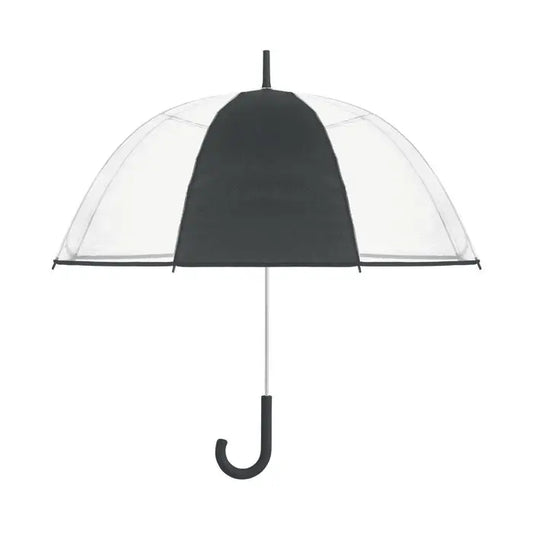 Umbrelă transparentă de 23 inch cu cupolă neagră și transparentă și mâner curbat pentru protecție la ploaie