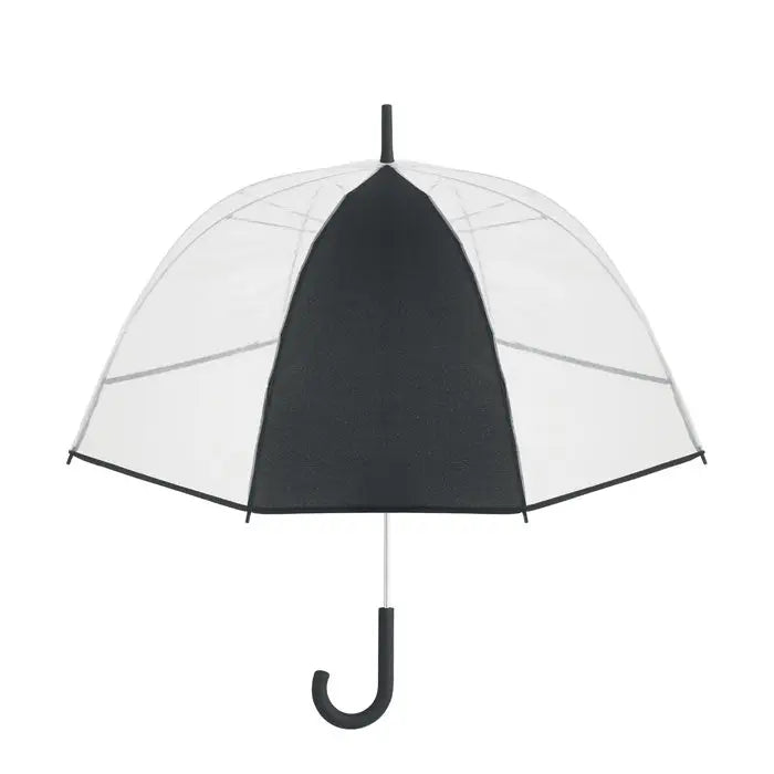 Umbrela transparenta de 23 inch cu panou central negru si maner elegant negru din plastic transparent