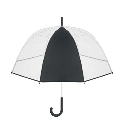 Umbrela transparenta de 23 inch cu panou central negru si maner elegant negru din plastic transparent