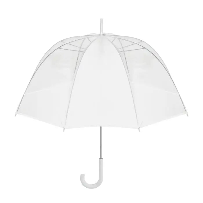 Umbrelă transparentă de 23 inch, cupolă transparentă cu mâner și cadru alb