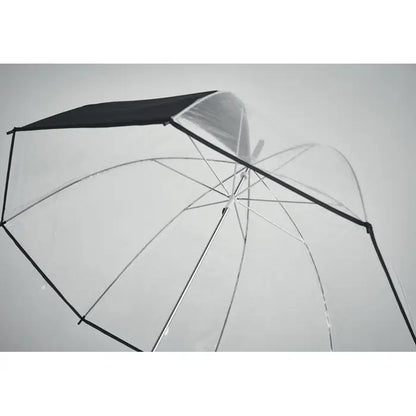 Umbrela transparenta de 23 inch cu copertina din material negru si cadru metalic transparent