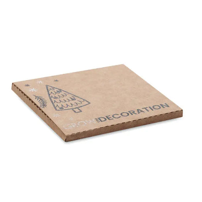 Cutie maro din carton cu design festiv de brad si fulgi de nea gri pentru decoratiuni grow decoration
