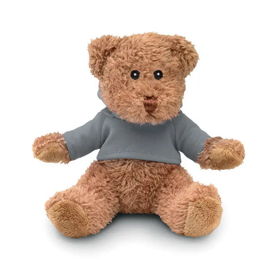 Ursulet plus maro din plus purtand un hanorac gri din bumbac moale