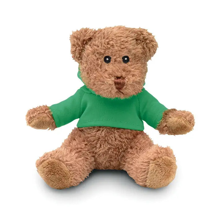 Ursulet plus maro din plus cu hanorac verde ideal pentru joaca si decor copii