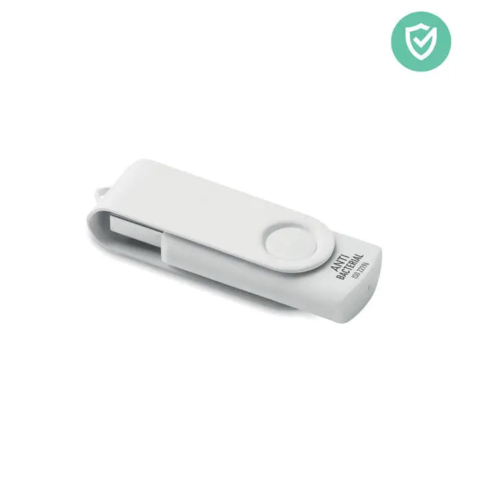 Usb flash drive alb antibacterian de 16 gb cu design minimalist si bucla integrata pentru snur