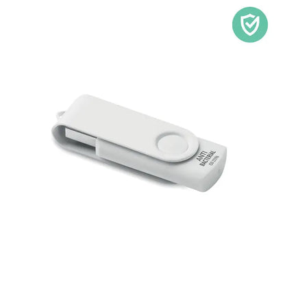 Usb flash drive alb antibacterian de 16 gb cu design minimalist si bucla integrata pentru snur