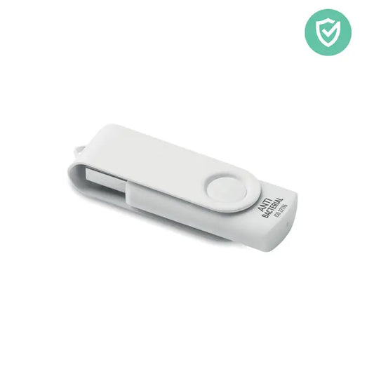 Usb flash drive alb antibacterian de 16 gb cu design minimalist si bucla integrata pentru snur