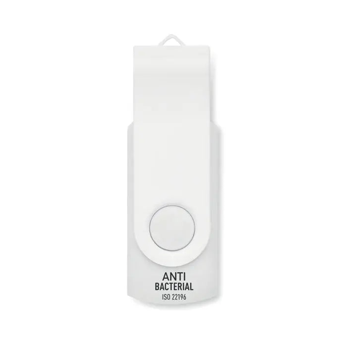Usb antibacterian de 16 gb alb cu design rotativ si eticheta anti bacterial iso 22196