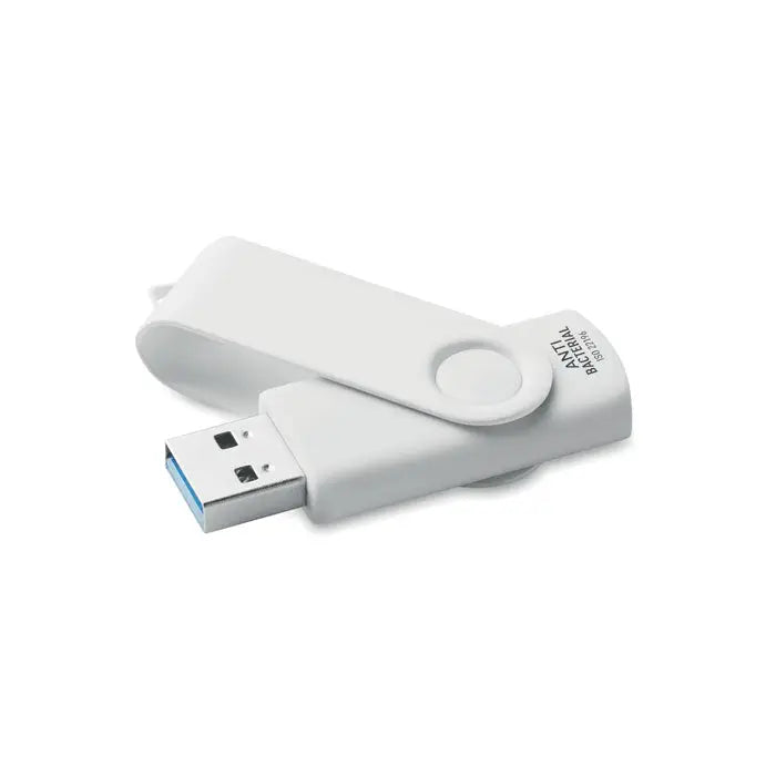 Usb antibacterian de 16 gb alb cu design minimalist si conector metalic albastru, flash usb pivotant