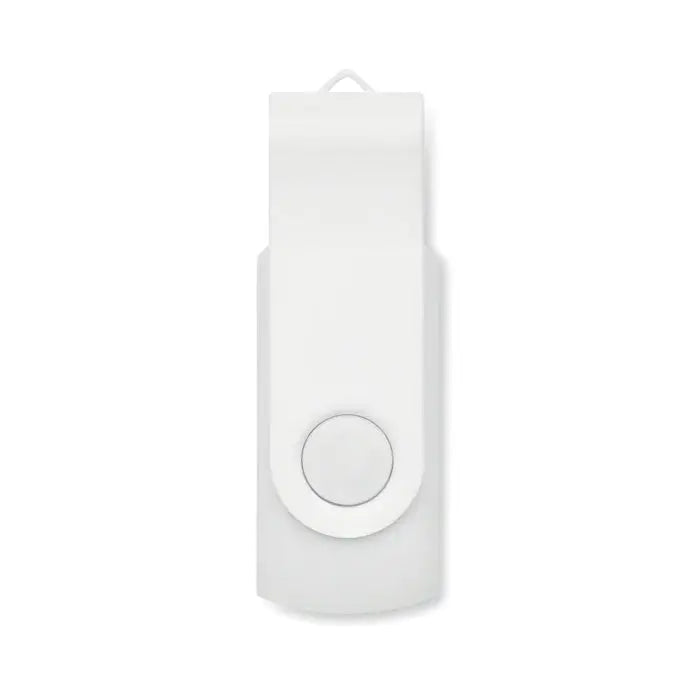 Usb antibacterial de 16 gb alb din plastic cu design minimalist si buton circular pe fata