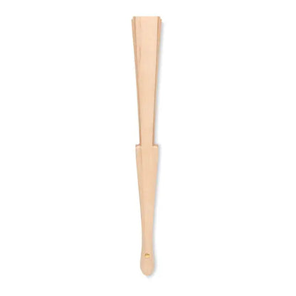 Ventilator de mana din lemn neterminat cu finisaj natural deschis si design simplu si curat