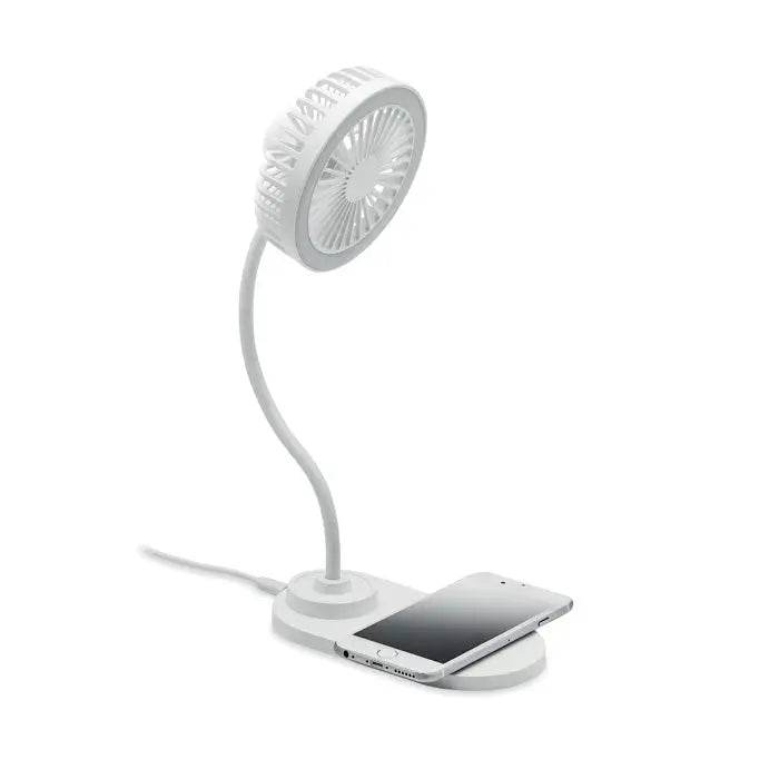Ventilator incarcator de birou cu lumina lampă albă flexibilă cu ventilator integrat și încărcare telefon