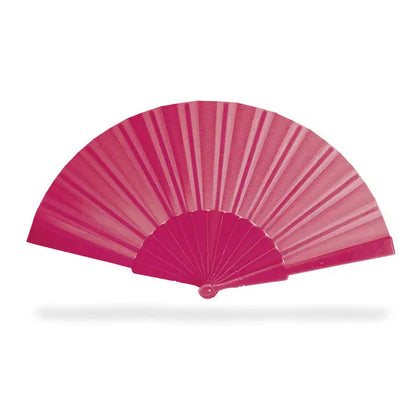 Ventilator manual manual cu evantai pliabil din plastic fucsia vibrant cu finisaj lucios si nervuri paralele