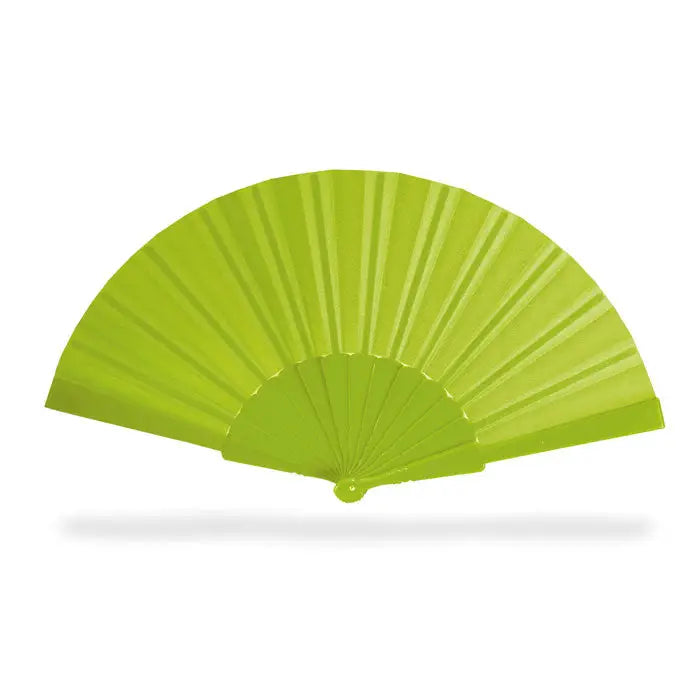 Ventilator manual vibrant lime green folding fan with smooth glossy plastic finish and evenly spaced ribs