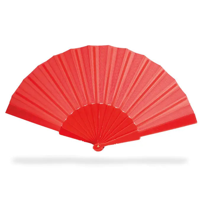 Ventilator manual manual cu evantai pliabil rosu vibrant, finisaj lucios si nervuri uniform distribuite