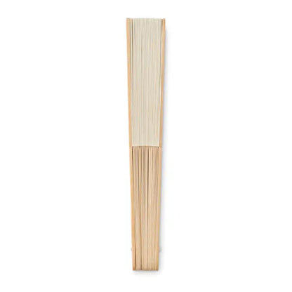 Ventilator manual folding fan with slender bamboo ribs and light beige paper face for manual cooling