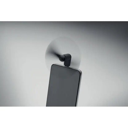 Ventilator portabil usb-c negru compact cu design circular al paletelor pentru telefon