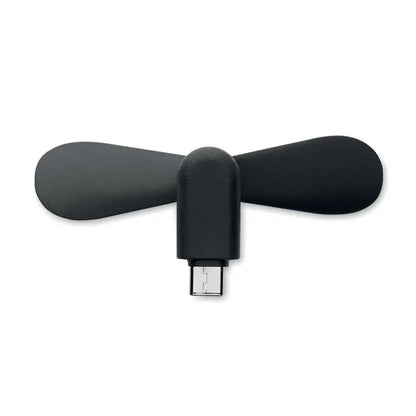 Ventilator portabil usb-c negru cu lamele rotunde si corp compact din plastic usb-powered